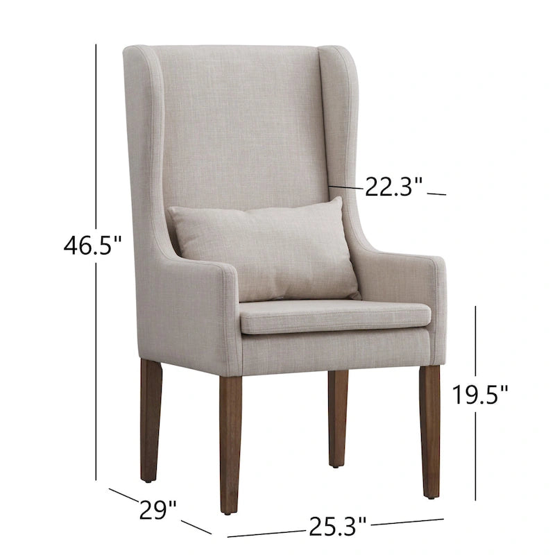 Wingback Host Chair, Plush Upholstered Dining Chair, Elegant Seating for Dining Room Head Seat