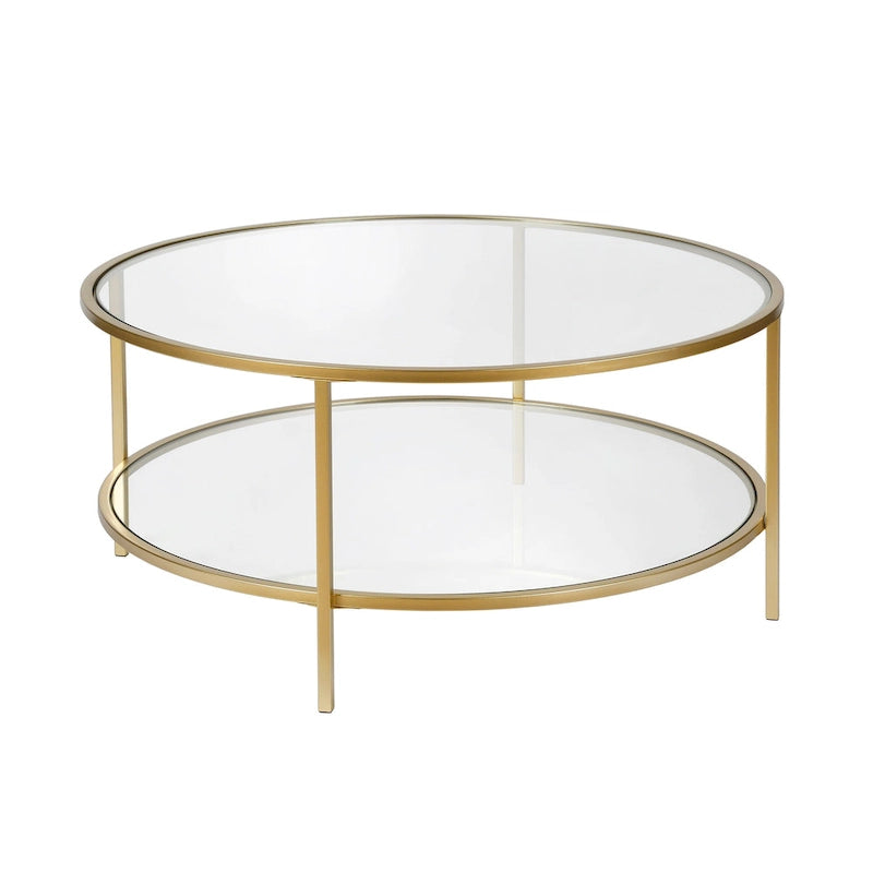 Tavolino rotondo largo 36 con piano in vetro - largo 36