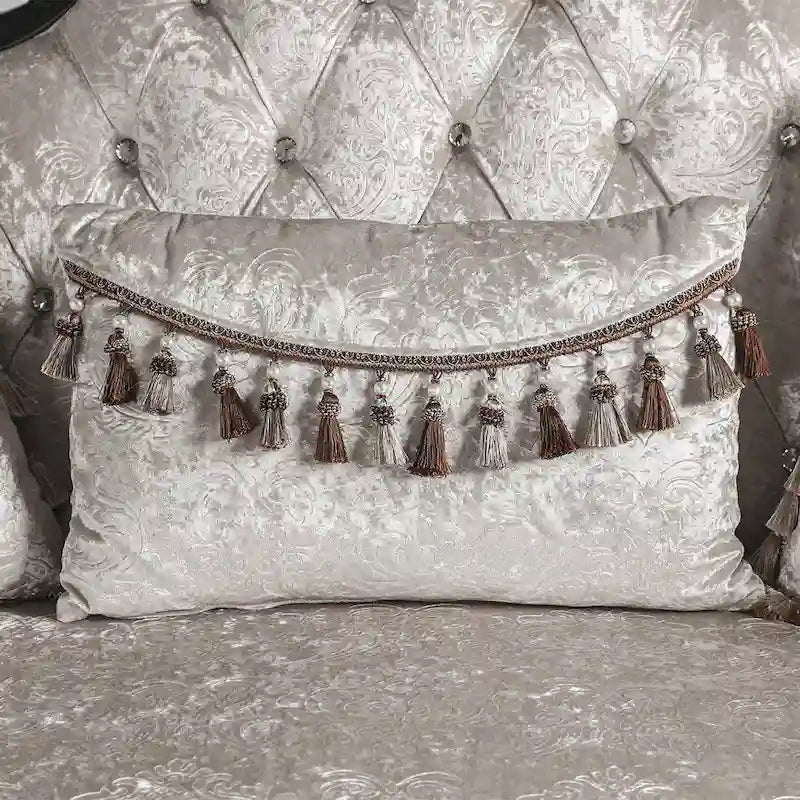 Traditional Arm Chair with Button Tufted Back and Accent Pillow