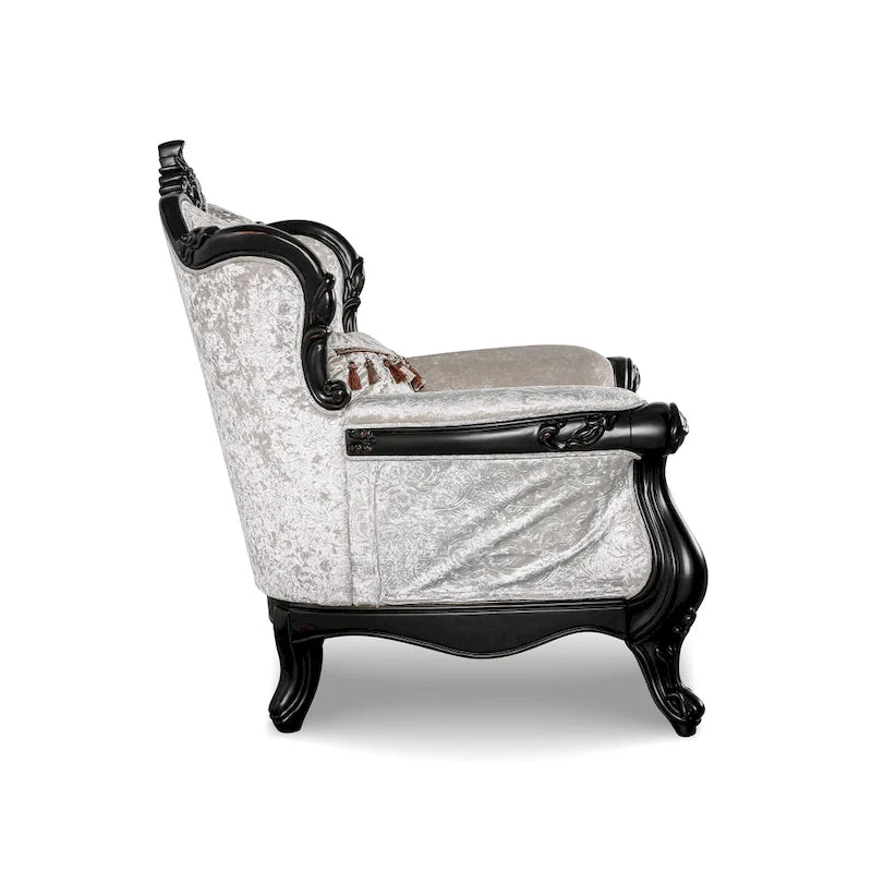 Traditional Arm Chair with Button Tufted Back and Accent Pillow