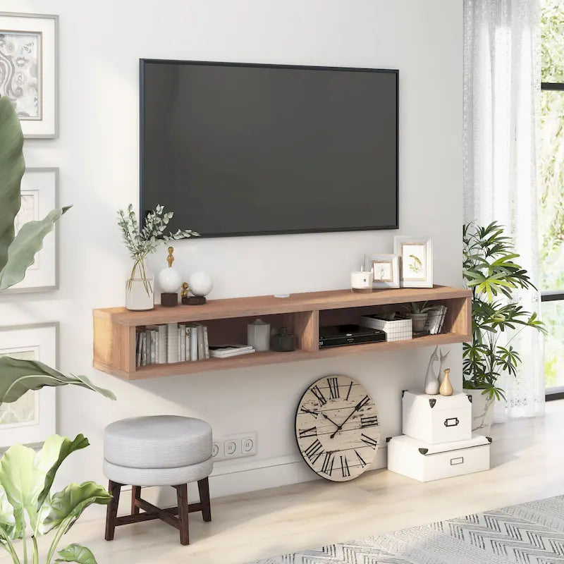Modern 60-inch 2-Shelf Wall-mounted TV Console