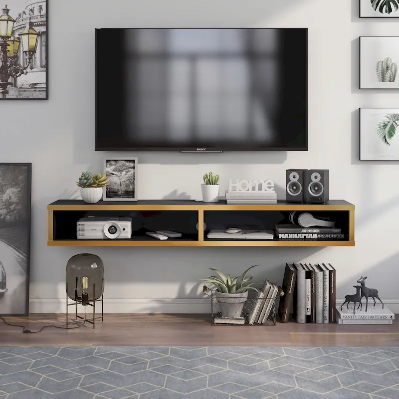 Modern 60-inch 2-Shelf Wall-mounted TV Console