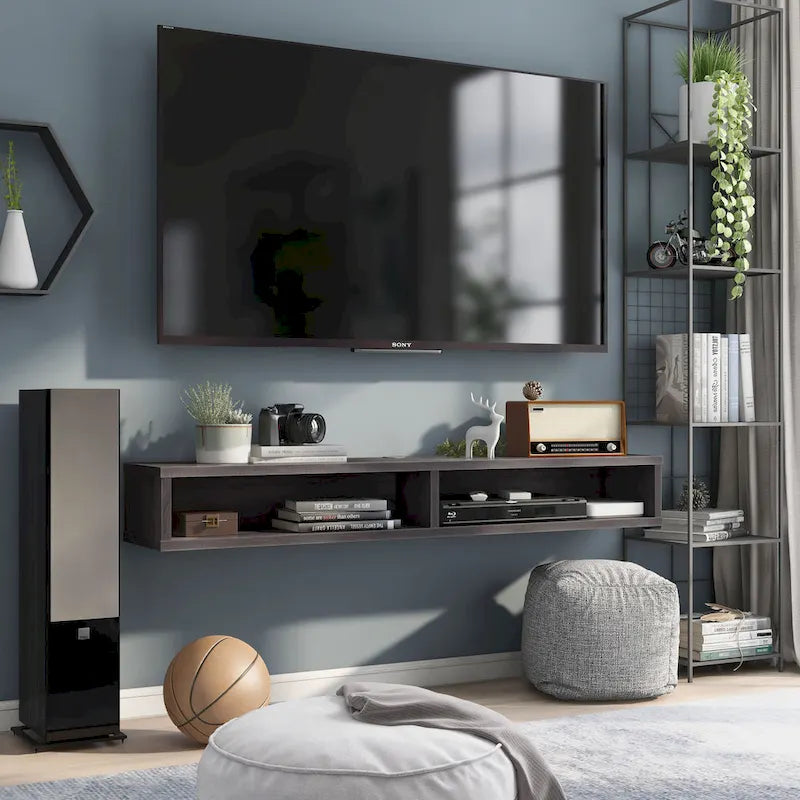 Modern 60-inch 2-Shelf Wall-mounted TV Console