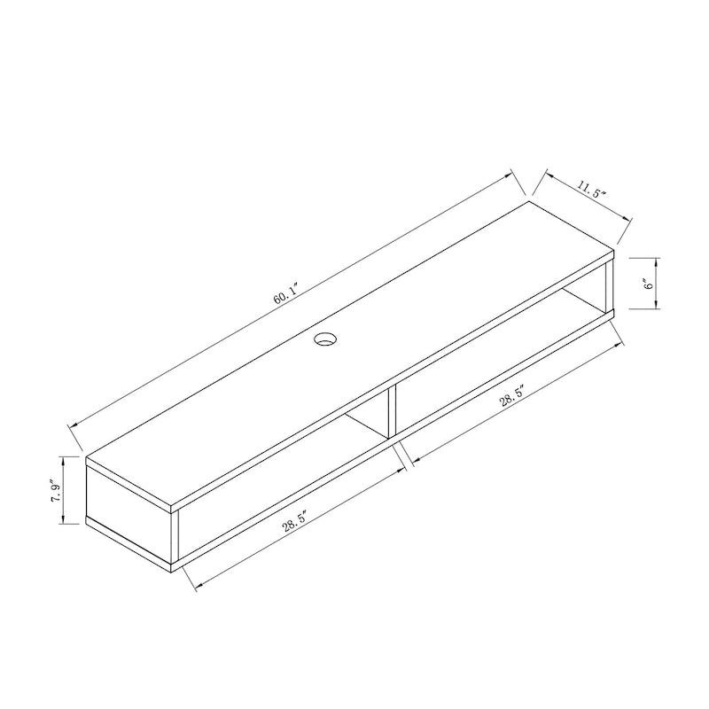 Modern 60-inch 2-Shelf Wall-mounted TV Console