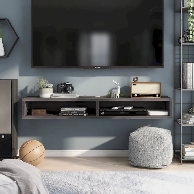 Modern 60-inch 2-Shelf Wall-mounted TV Console