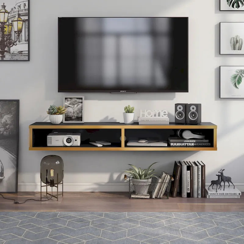 Modern 60-inch 2-Shelf Wall-mounted TV Console