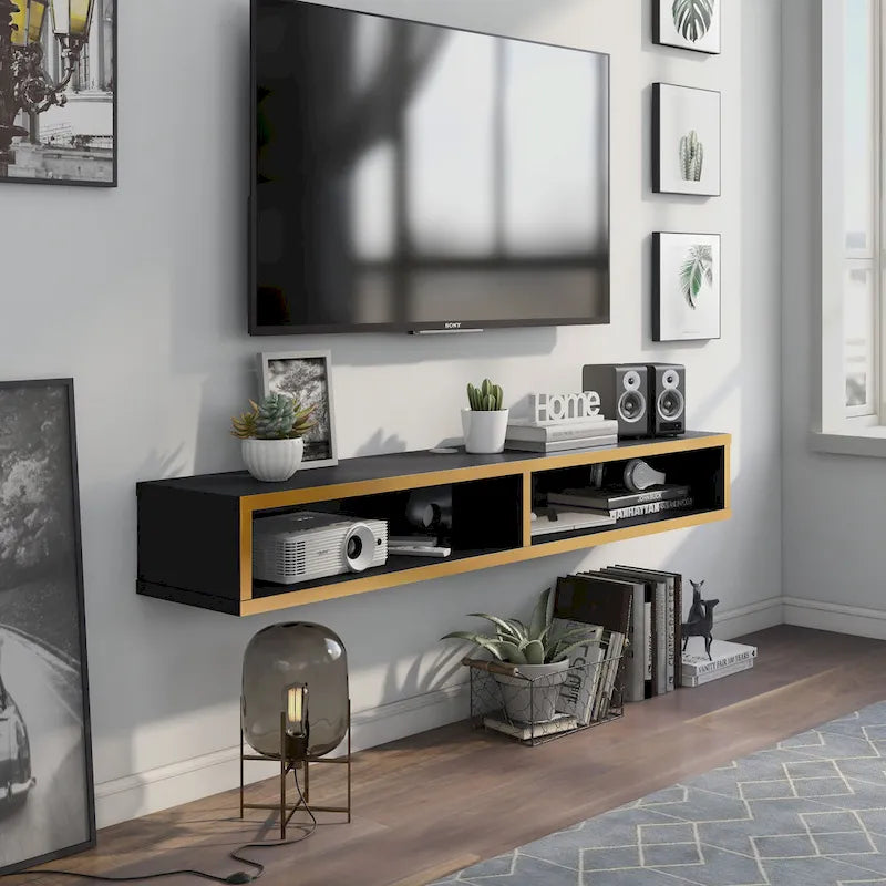 Modern 60-inch 2-Shelf Wall-mounted TV Console