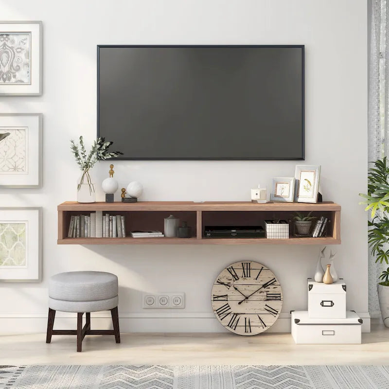 Modern 60-inch 2-Shelf Wall-mounted TV Console