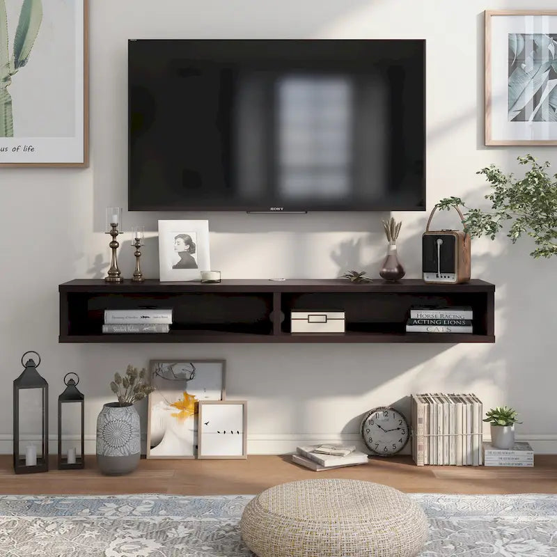 Modern 60-inch 2-Shelf Wall-mounted TV Console