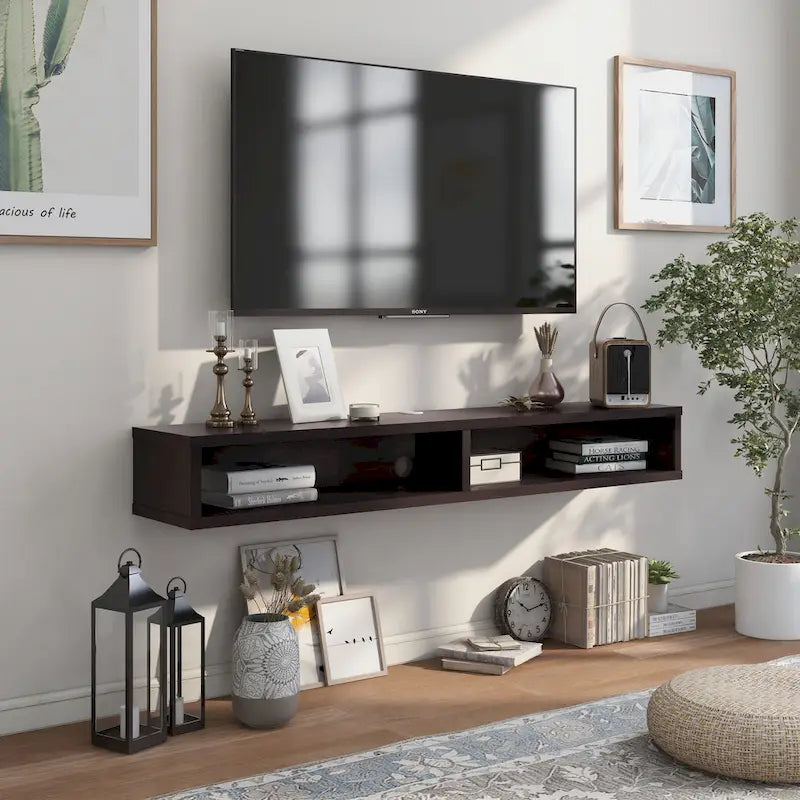Modern 60-inch 2-Shelf Wall-mounted TV Console