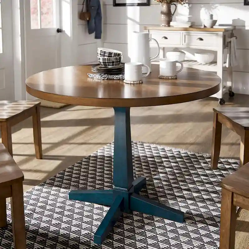 Round Two-Tone Dining Table