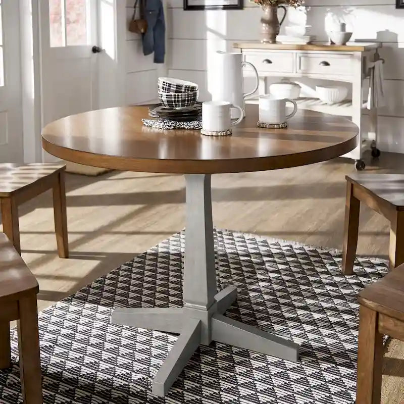 Round Two-Tone Dining Table