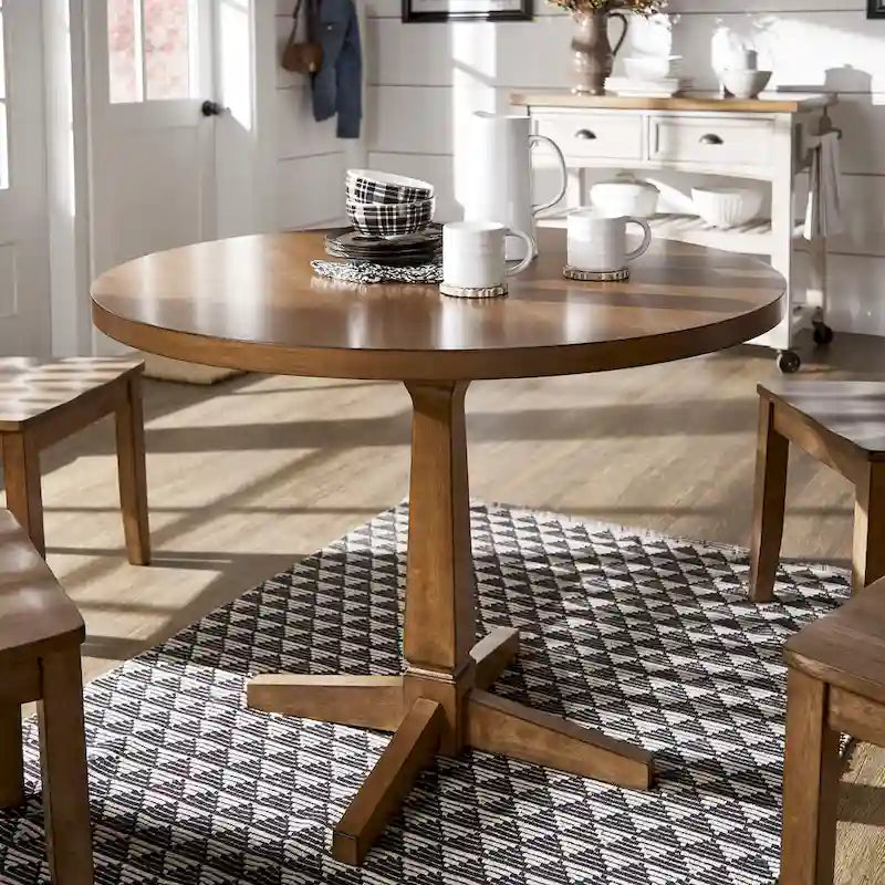 Round Two-Tone Dining Table