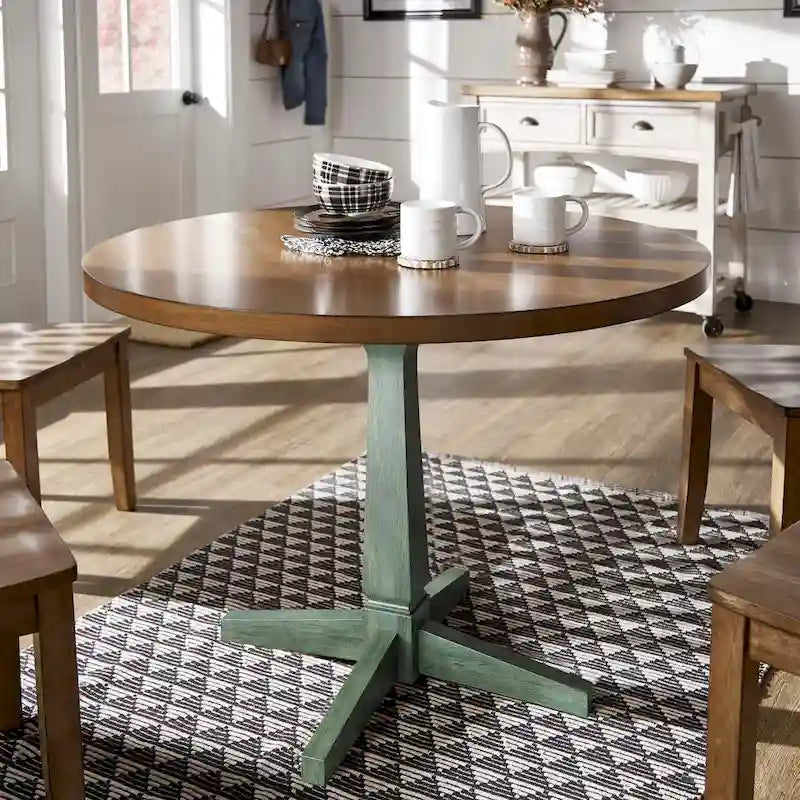 Round Two-Tone Dining Table