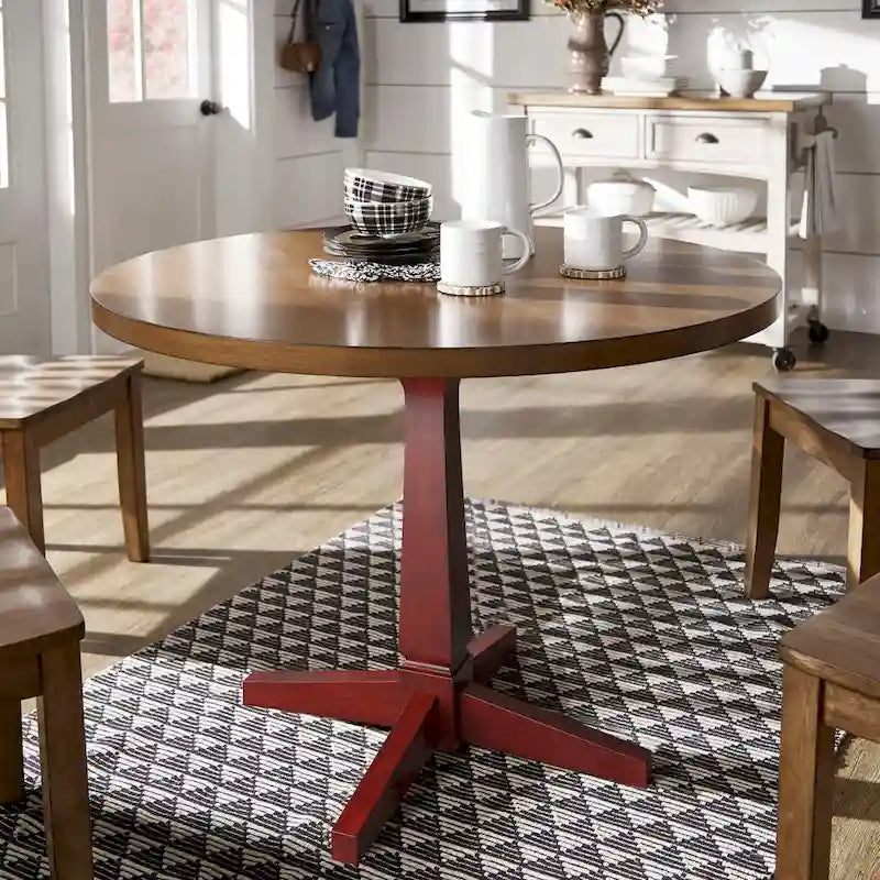 Round Two-Tone Dining Table