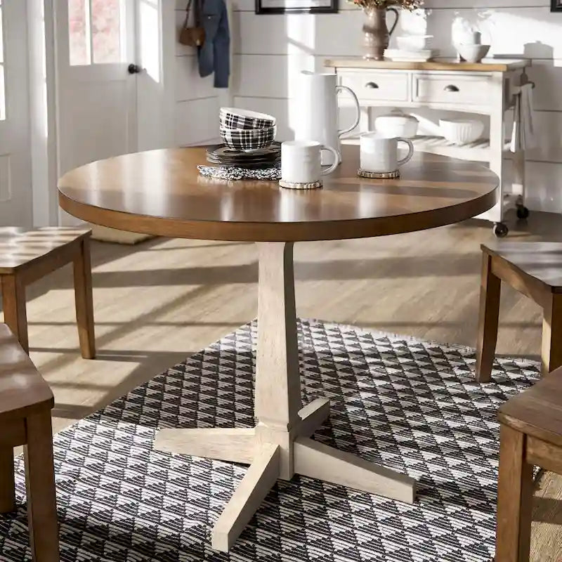 Round Two-Tone Dining Table