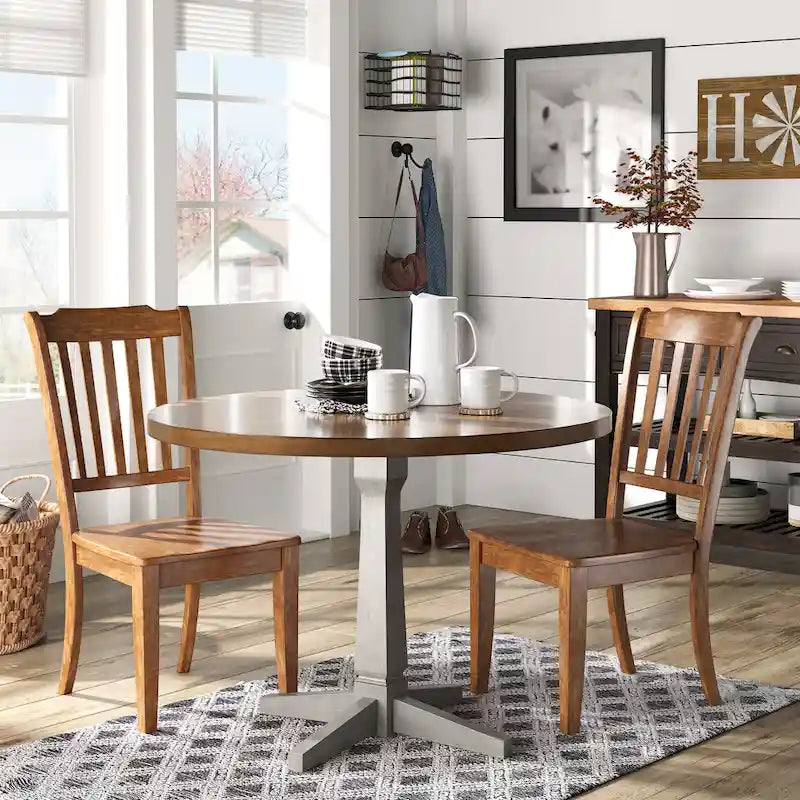 Round Two-Tone Dining Table