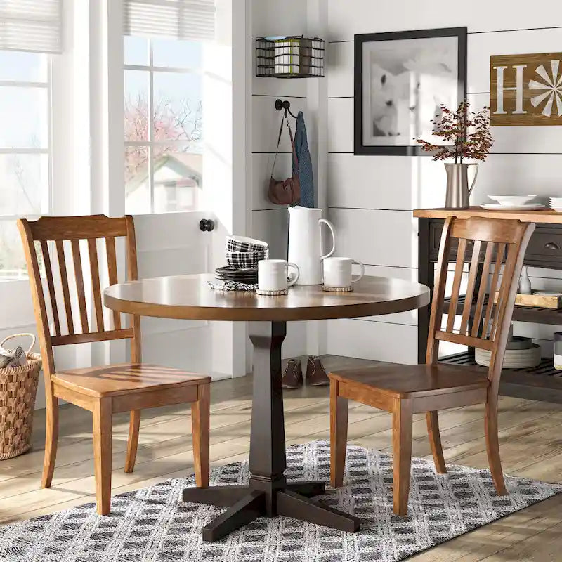 Round Two-Tone Dining Table
