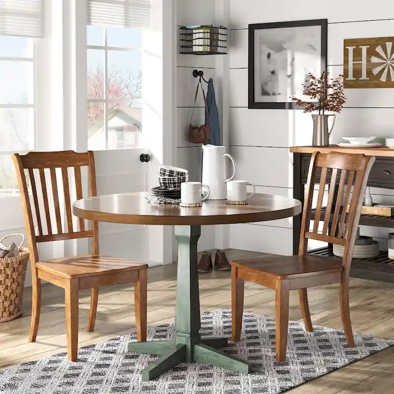 Round Two-Tone Dining Table