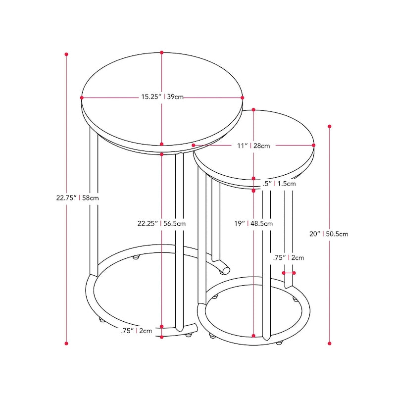 Round Nesting Side Table Set of 2