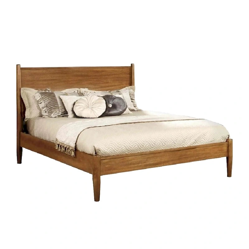Wooden Platform Bed With Round Tapered Legs