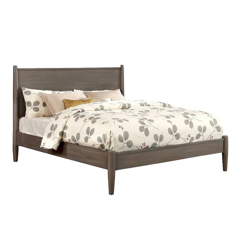 Letto a piattaforma in legno con gambe arrotondate e affusolate