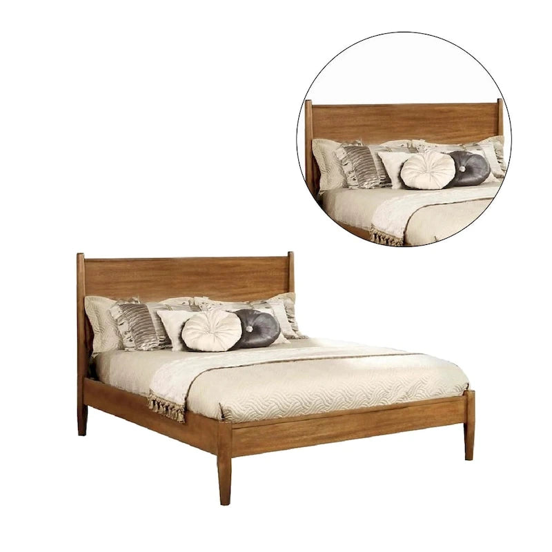 Wooden Platform Bed With Round Tapered Legs