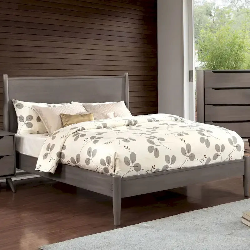 Wooden Platform Bed With Round Tapered Legs