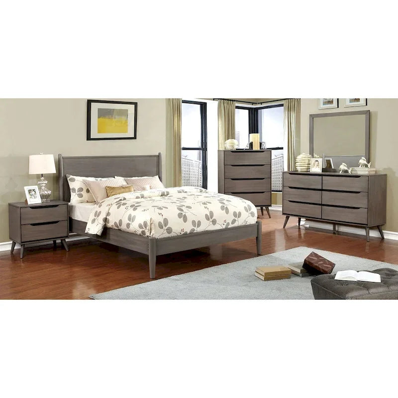 Wooden Platform Bed With Round Tapered Legs