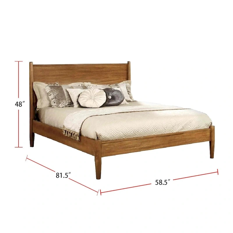 Wooden Platform Bed With Round Tapered Legs