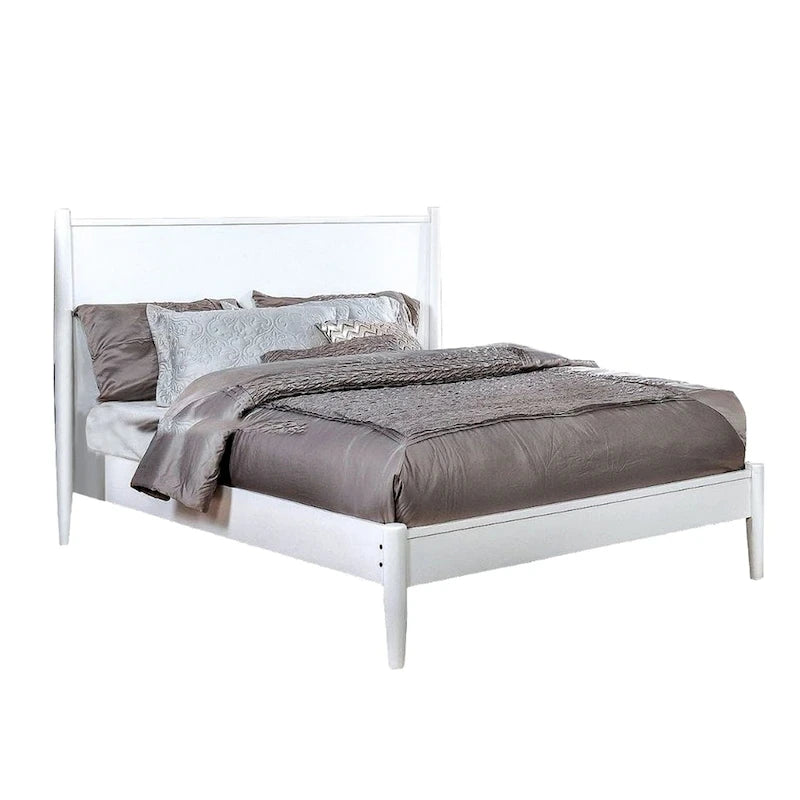 Wooden Platform Bed With Round Tapered Legs