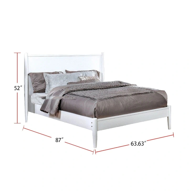 Wooden Platform Bed With Round Tapered Legs