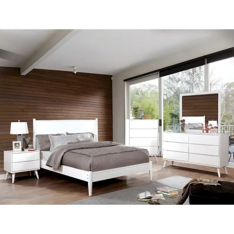 Wooden Platform Bed With Round Tapered Legs