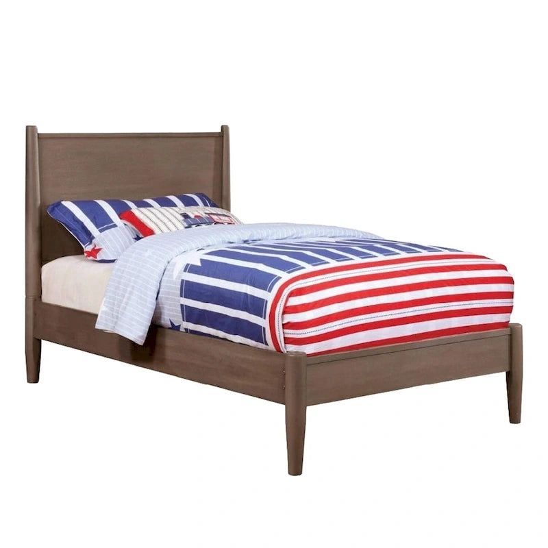Wooden Platform Bed With Round Tapered Legs