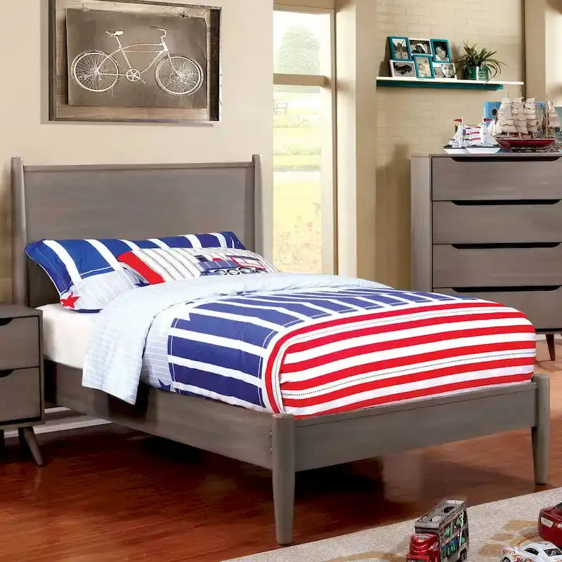 Wooden Platform Bed With Round Tapered Legs