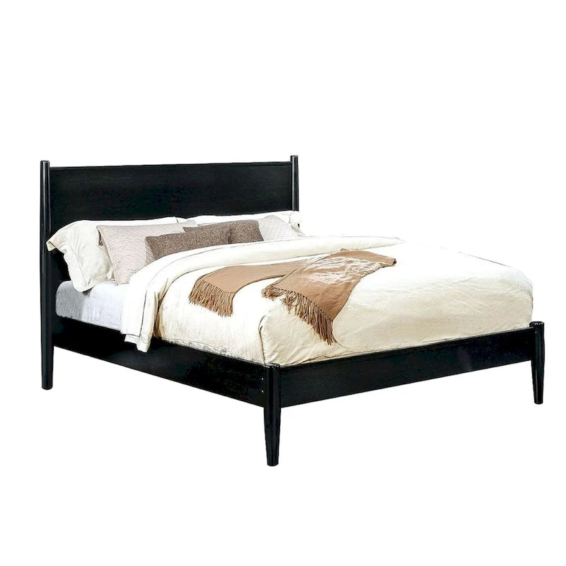 Wooden Platform Bed With Round Tapered Legs