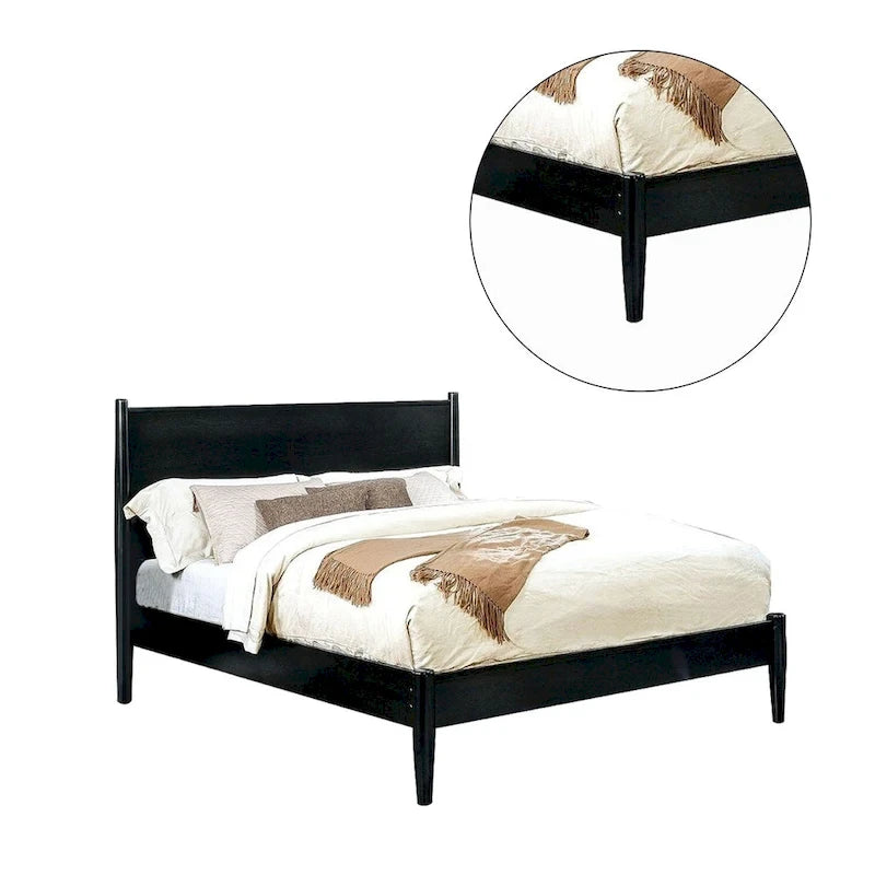 Wooden Platform Bed With Round Tapered Legs