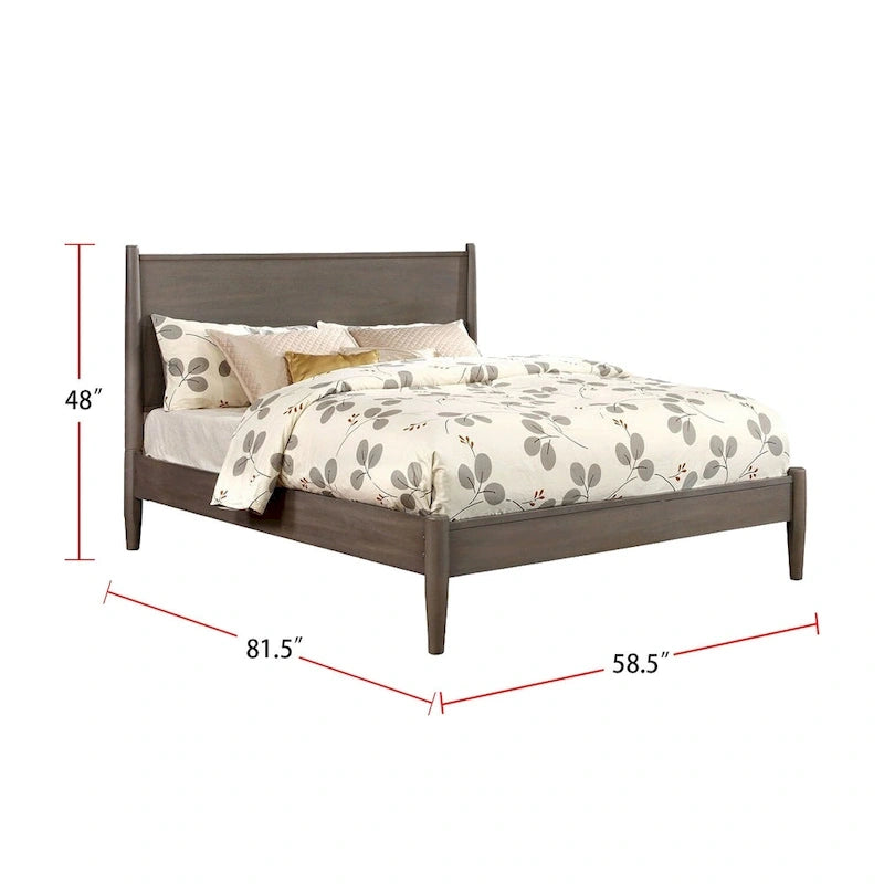 Wooden Platform Bed With Round Tapered Legs