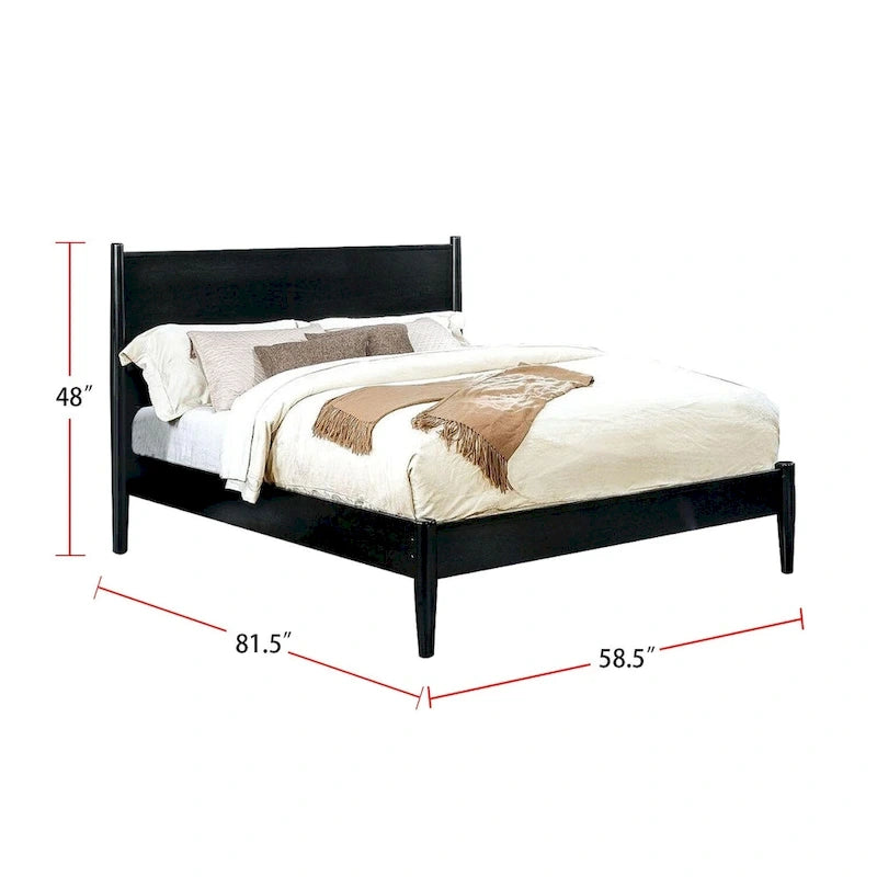 Wooden Platform Bed With Round Tapered Legs