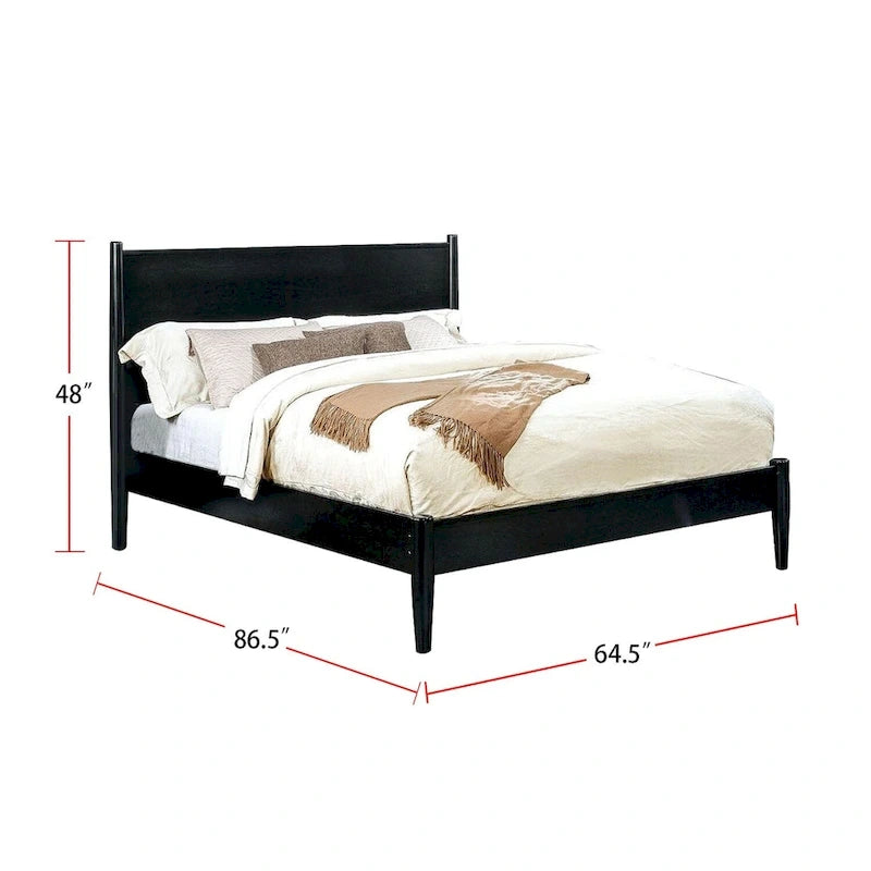 Wooden Platform Bed With Round Tapered Legs