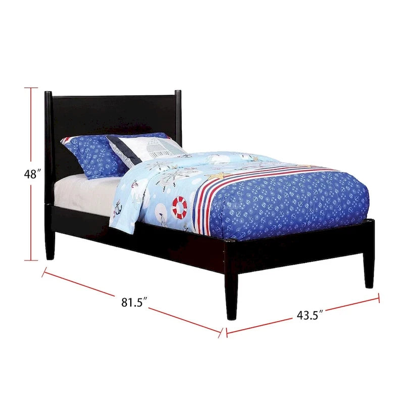 Wooden Platform Bed With Round Tapered Legs