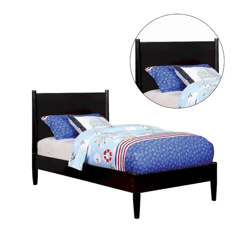 Wooden Platform Bed With Round Tapered Legs