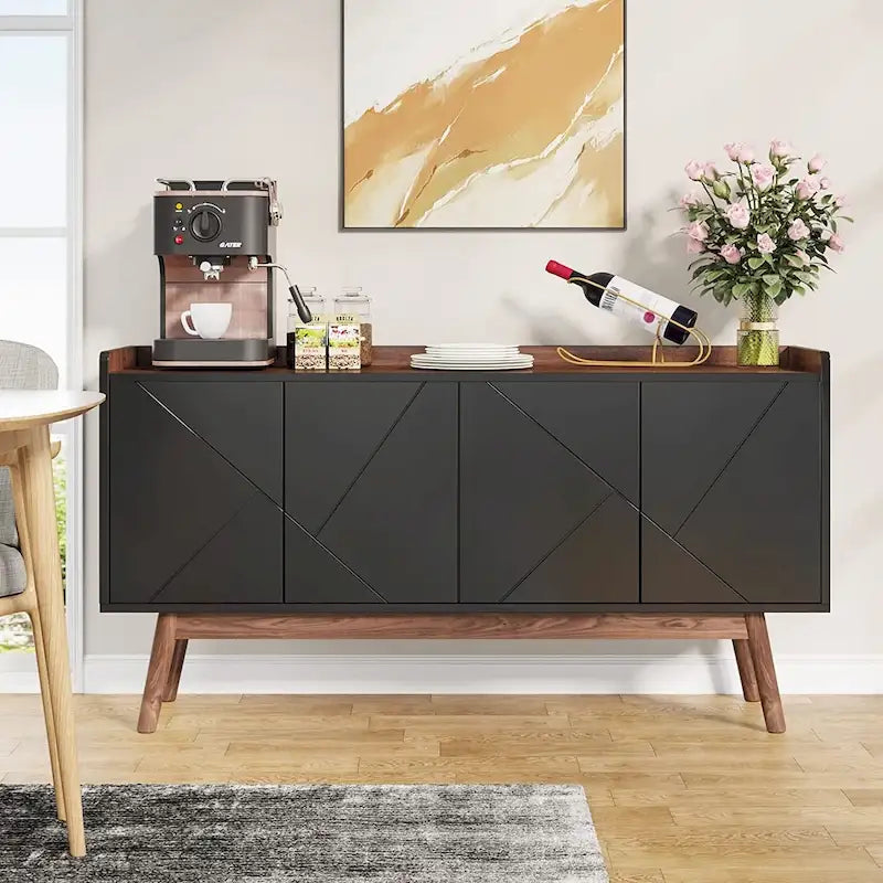 Credenza da buffet da 55 pollici, mobile laterale da cucina, tavolo da buffet e angolo caffè con contenitore e ante per sala da pranzo, soggiorno o ingresso