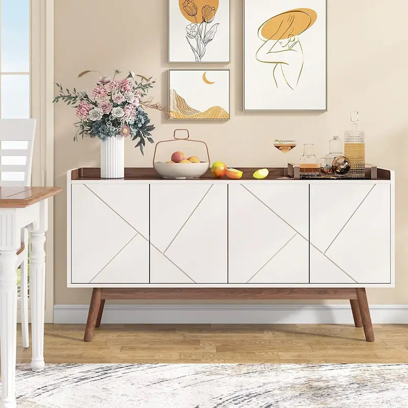 Credenza da buffet da 55 pollici, mobile laterale da cucina, tavolo da buffet e angolo caffè con contenitore e ante per sala da pranzo, soggiorno o ingresso