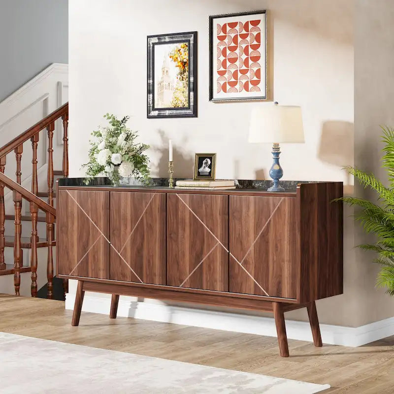 Credenza da buffet da 55 pollici, mobile laterale da cucina, tavolo da buffet e angolo caffè con contenitore e ante per sala da pranzo, soggiorno o ingresso