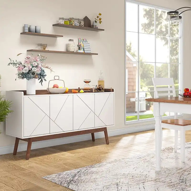 Credenza da buffet da 55 pollici, mobile laterale da cucina, tavolo da buffet e angolo caffè con contenitore e ante per sala da pranzo, soggiorno o ingresso