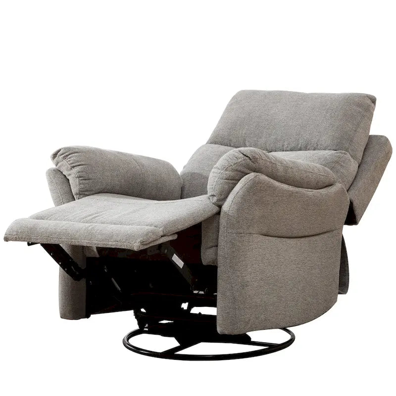 Fabric Overstuffed Swivel Rocker Manual Recliner Chair