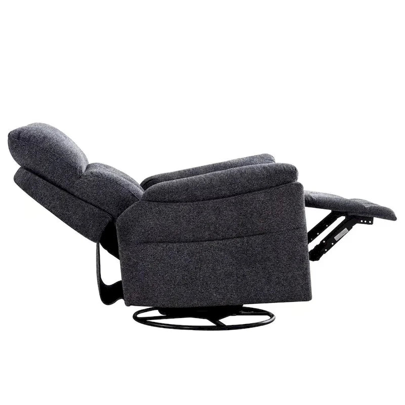 Fabric Overstuffed Swivel Rocker Manual Recliner Chair