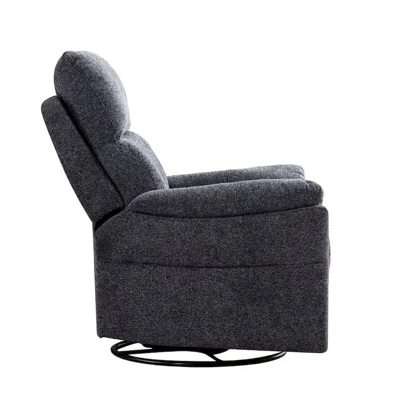 Fabric Overstuffed Swivel Rocker Manual Recliner Chair