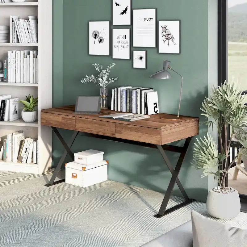 Vae Industrial Black 59-inch Metal Computer Desk with USB by Furniture of America